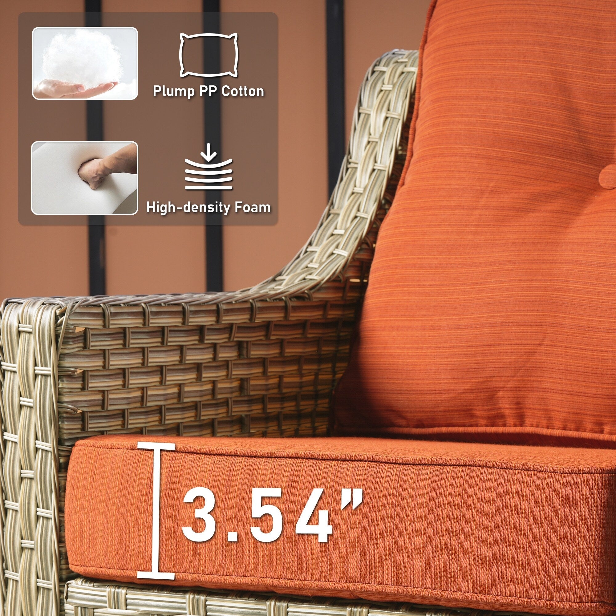 Ensemble de conversation d'extérieur HOOOWOOO 5 pièces en rotin avec chaise pivotante et table basse