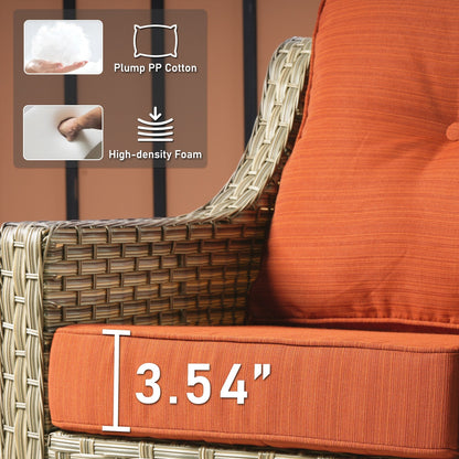 Ensemble de conversation d'extérieur HOOOWOOO 5 pièces en rotin avec chaise pivotante et table basse