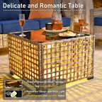 Ensemble de conversation d'extérieur HOOOWOOO 5 pièces en rotin avec chaise pivotante et table basse
