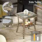 Ensemble de conversation d'extérieur HOOOWOOO 5 pièces en rotin avec chaise pivotante et table basse