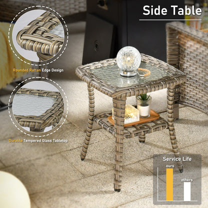 Ensemble de conversation d'extérieur HOOOWOOO 5 pièces en rotin avec chaise pivotante et table basse