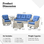 Ensemble de conversation d'extérieur HOOOWOOO 5 pièces en rotin avec chaise pivotante et table basse