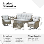Ensemble de conversation d'extérieur HOOOWOOO 5 pièces en rotin avec chaise pivotante et table basse