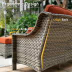 Ensemble de conversation d'extérieur HOOOWOOO 5 pièces en rotin avec chaise pivotante et table basse