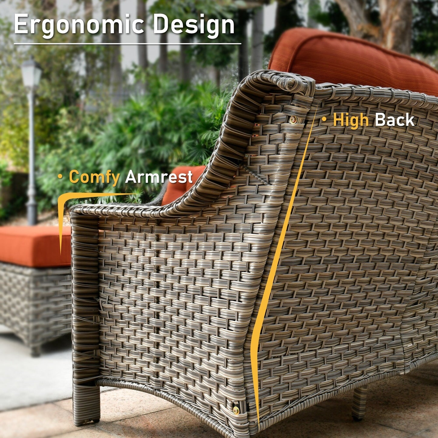 Ensemble de conversation d'extérieur HOOOWOOO 5 pièces en rotin avec chaise pivotante et table basse