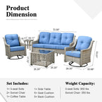 Ensemble de conversation d'extérieur HOOOWOOO 5 pièces en rotin avec chaise pivotante et table basse