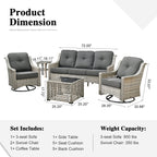 Ensemble de conversation d'extérieur HOOOWOOO 5 pièces en rotin avec chaise pivotante et table basse