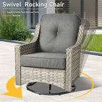 Ensemble de conversation d'extérieur HOOOWOOO 5 pièces en rotin avec chaise pivotante et table basse