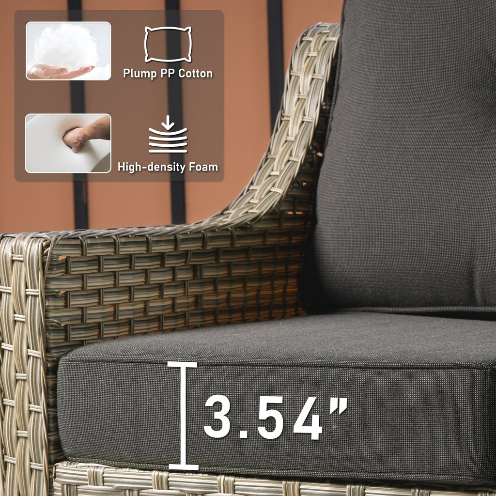 Ensemble de conversation d'extérieur HOOOWOOO 5 pièces en rotin avec chaise pivotante et table basse