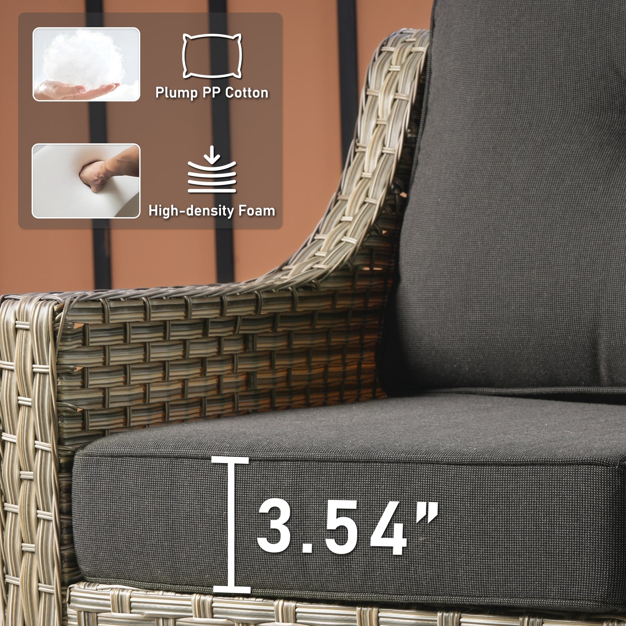 Ensemble de conversation d'extérieur HOOOWOOO 5 pièces en rotin avec chaise pivotante et table basse