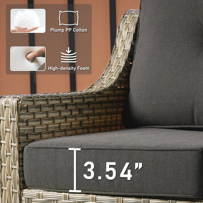 Ensemble de conversation d'extérieur HOOOWOOO 5 pièces en rotin avec chaise pivotante et table basse