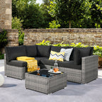 Ensemble de canapés sectionnels en osier HOOOWOOO Patio 5 pièces avec table basse