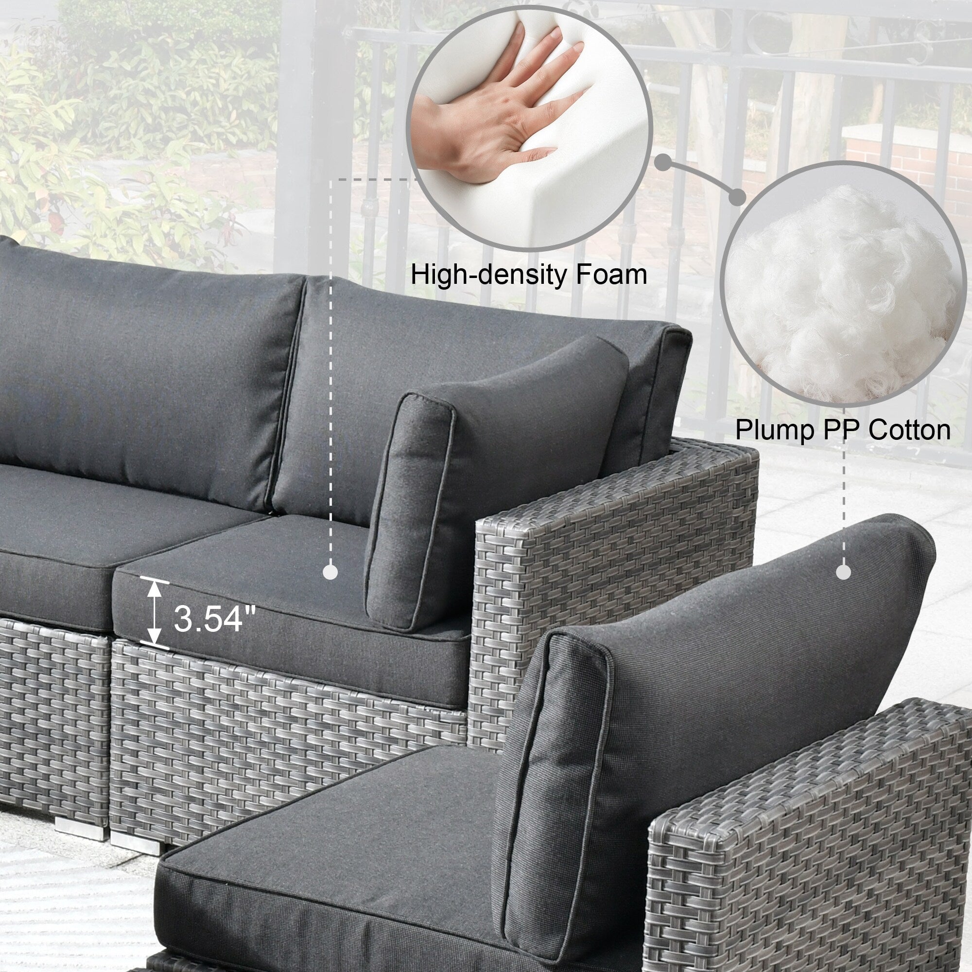 Ensemble de canapés sectionnels en osier HOOOWOOO Patio 5 pièces avec table basse