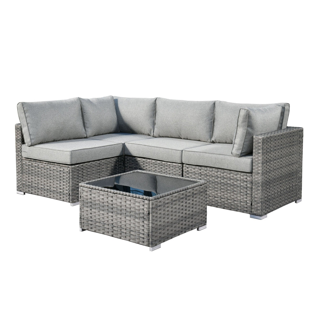 Ensemble de canapés sectionnels en osier HOOOWOOO Patio 5 pièces avec table basse