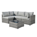 Ensemble de canapés sectionnels en osier HOOOWOOO Patio 5 pièces avec table basse