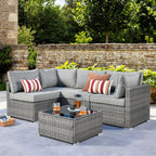 Ensemble de canapés sectionnels en osier HOOOWOOO Patio 5 pièces avec table basse