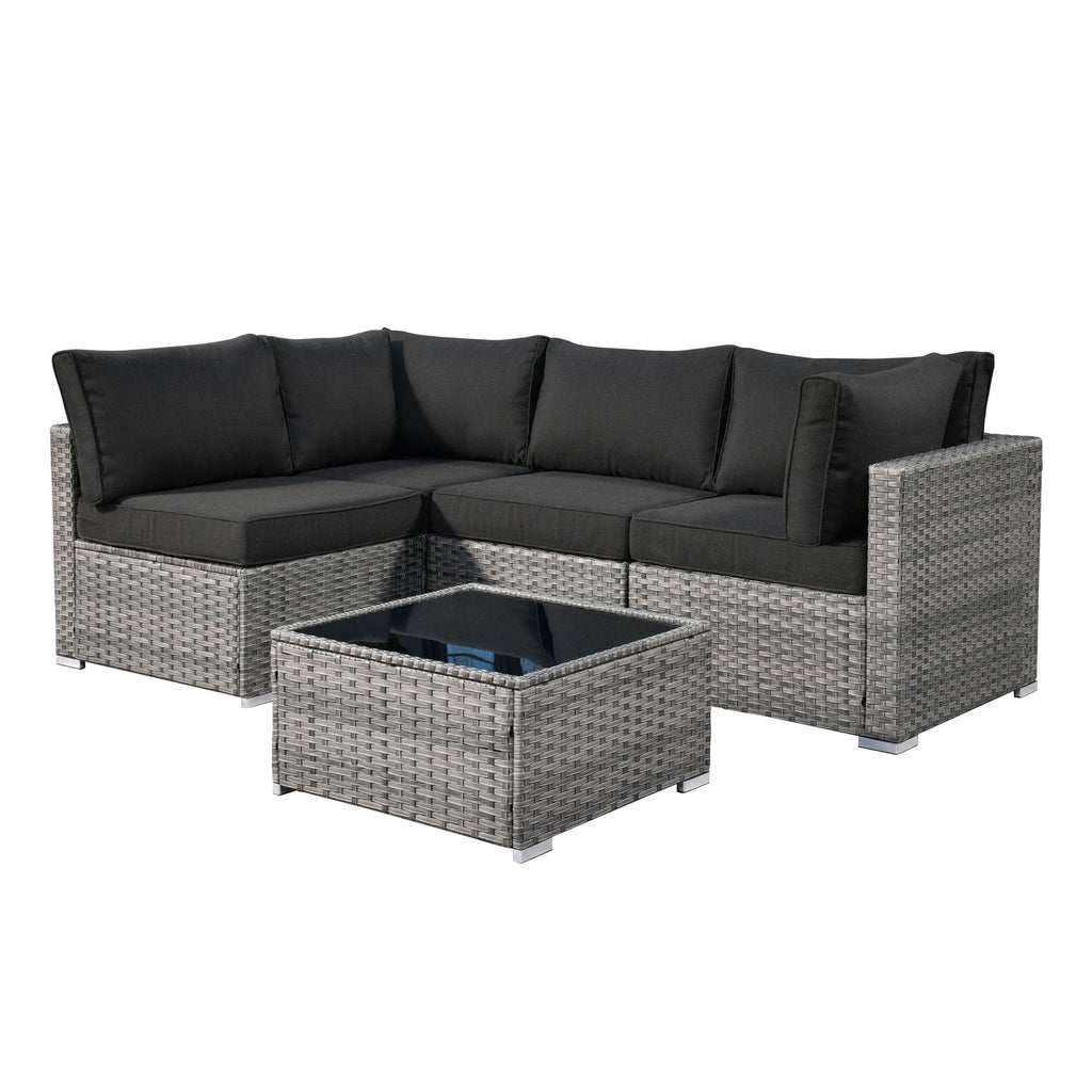 Ensemble de canapés sectionnels en osier HOOOWOOO Patio 5 pièces avec table basse