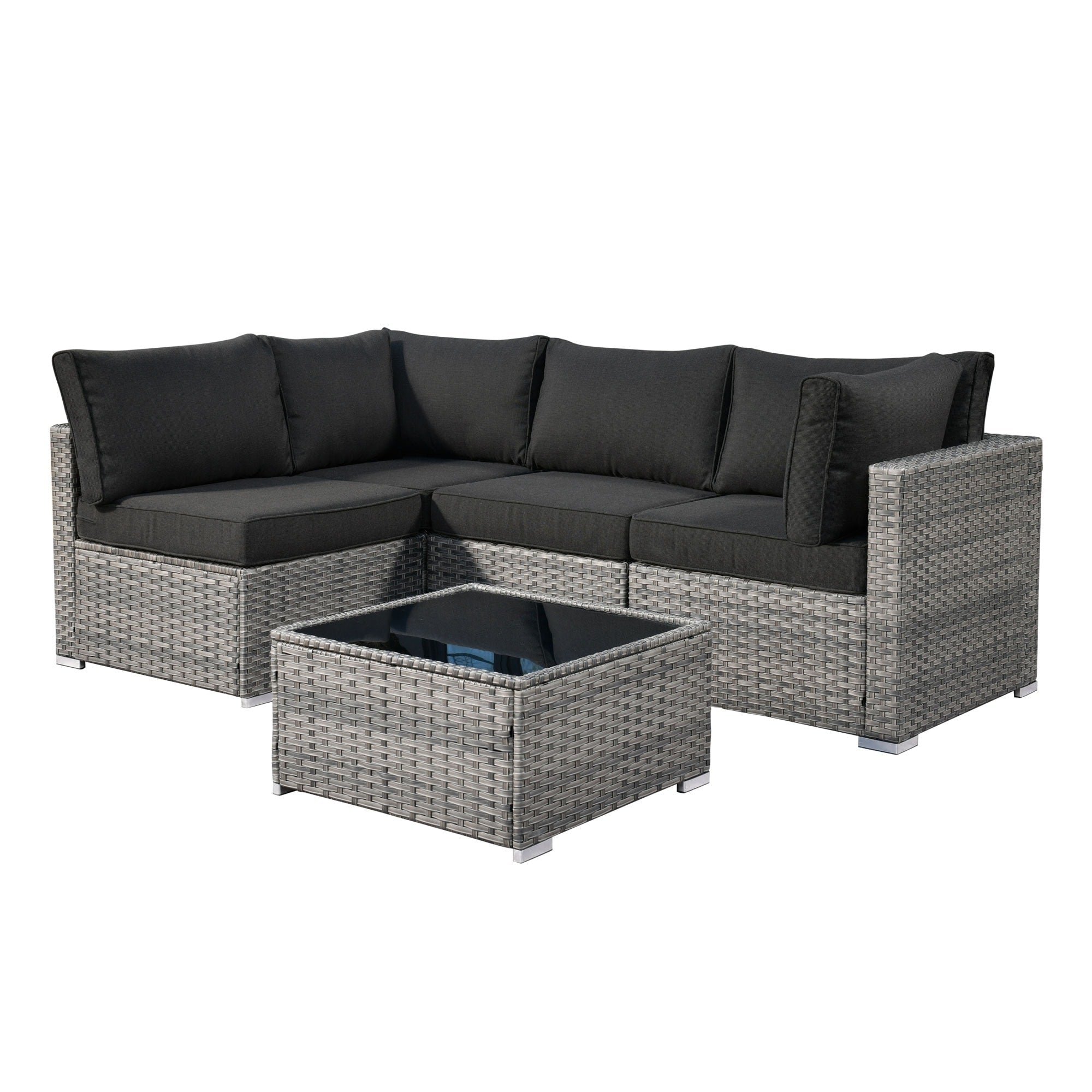 Ensemble de canapés sectionnels en osier HOOOWOOO Patio 5 pièces avec table basse