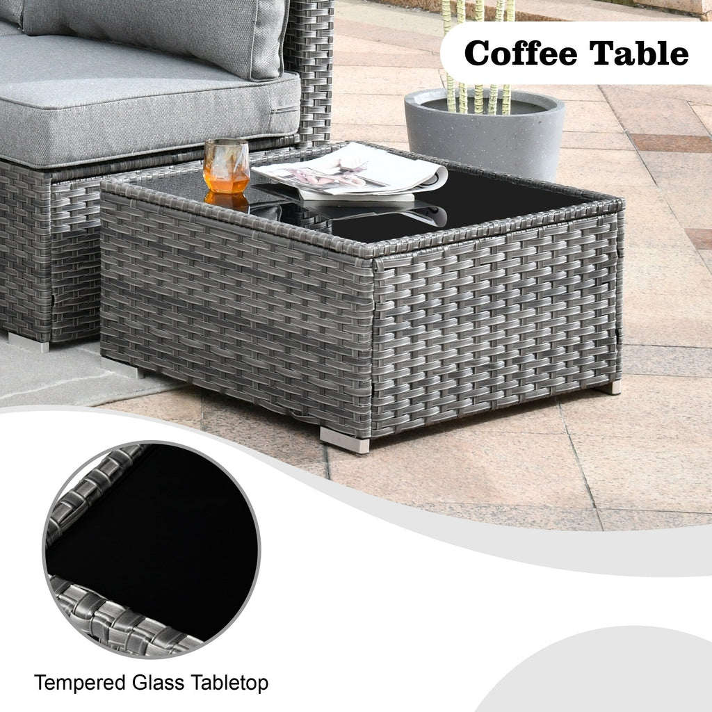Ensemble de jardin sectionnel en rotin HOOOWOOO 6 pièces avec table et foyer