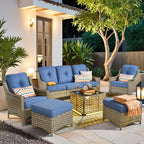 Ensemble de salon de jardin en osier HOOOWOOO 6 pièces avec table basse