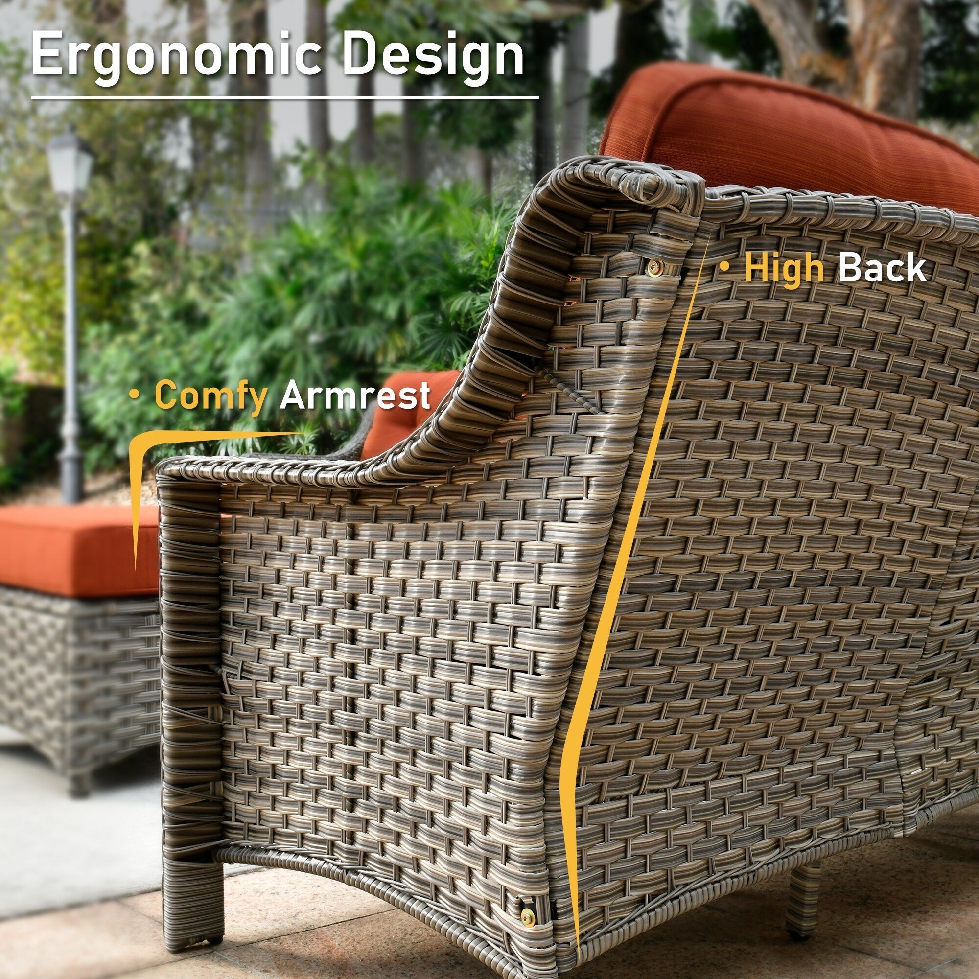 Ensemble de salon de jardin en osier HOOOWOOO 6 pièces avec table basse