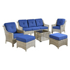 Ensemble de salon de jardin en osier HOOOWOOO 6 pièces avec table basse