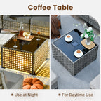 Ensemble de meubles de patio sectionnels en rotin HOOOWOOO 7 pièces