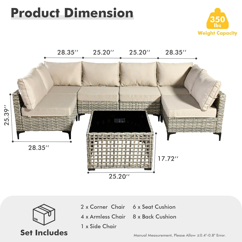 Ensemble de meubles de patio sectionnels en rotin HOOOWOOO 7 pièces