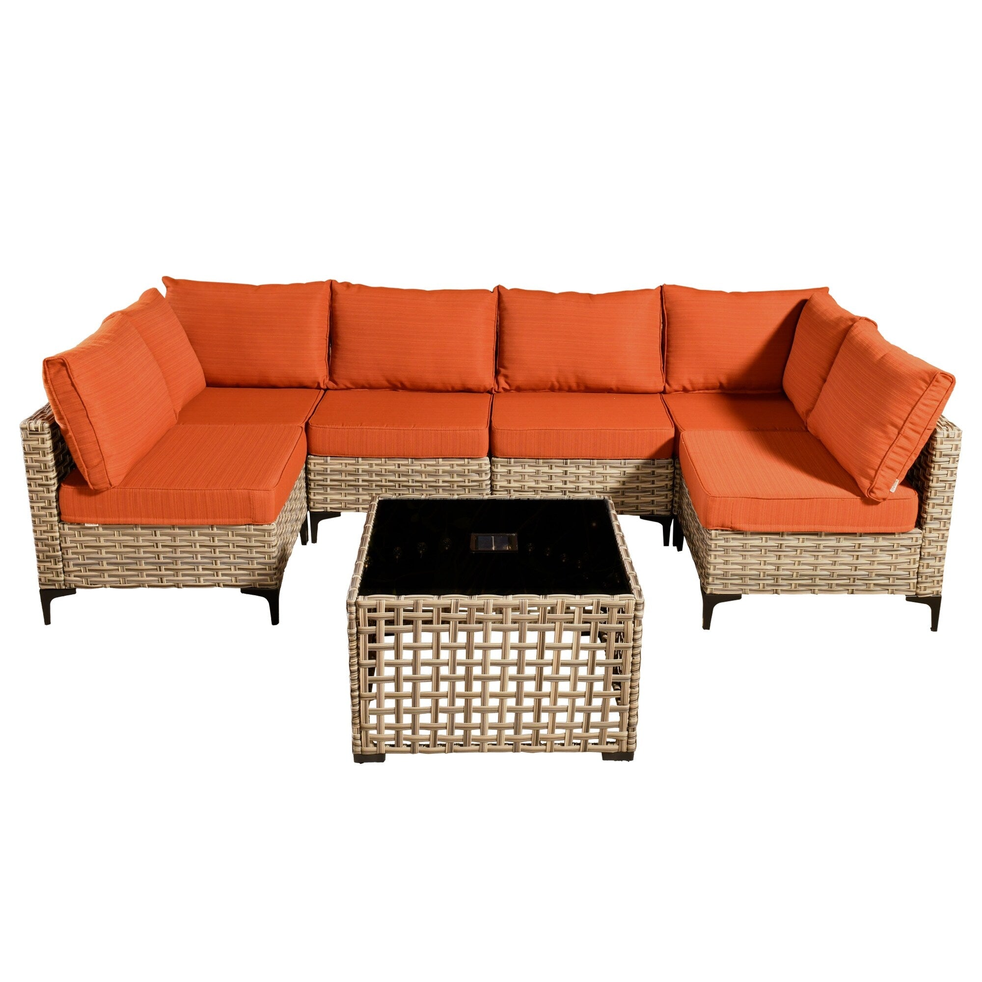 Ensemble de meubles de patio sectionnels en rotin HOOOWOOO 7 pièces