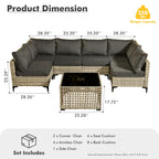 Ensemble de meubles de patio sectionnels en rotin HOOOWOOO 7 pièces