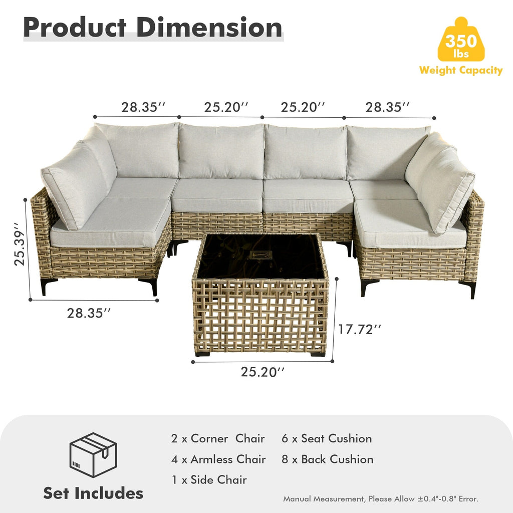 Ensemble de meubles de patio sectionnels en rotin HOOOWOOO 7 pièces