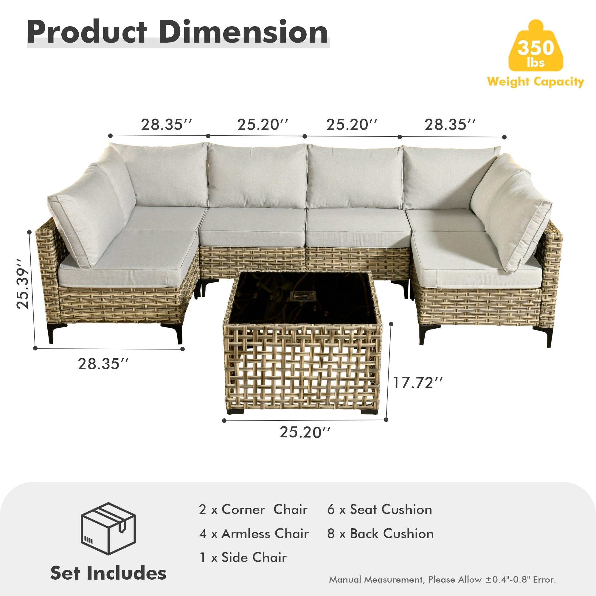 Ensemble de meubles de patio sectionnels en rotin HOOOWOOO 7 pièces