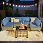 Ensemble de meubles de patio sectionnels en rotin HOOOWOOO 7 pièces