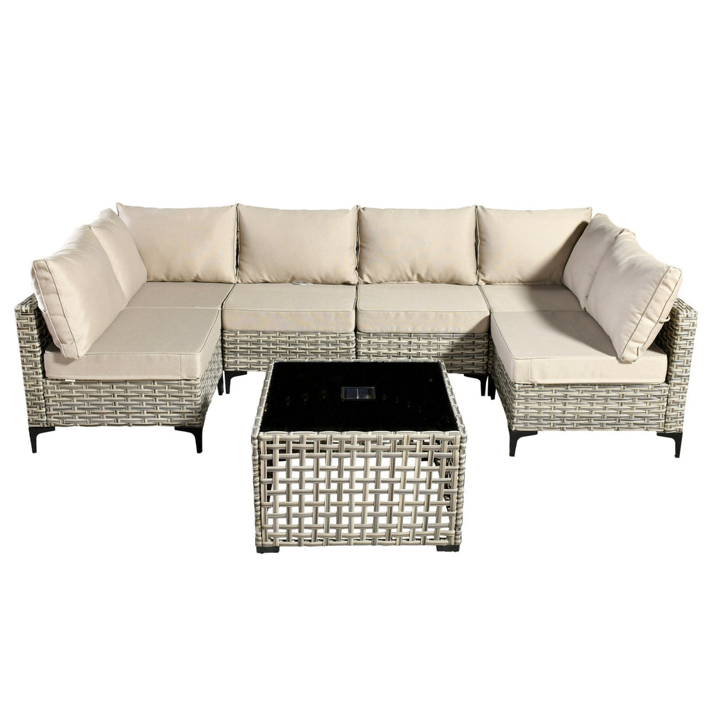 Ensemble de meubles de patio sectionnels en rotin HOOOWOOO 7 pièces