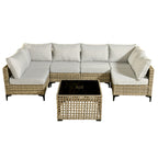 Ensemble de meubles de patio sectionnels en rotin HOOOWOOO 7 pièces