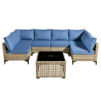 Ensemble de meubles de patio sectionnels en rotin HOOOWOOO 7 pièces