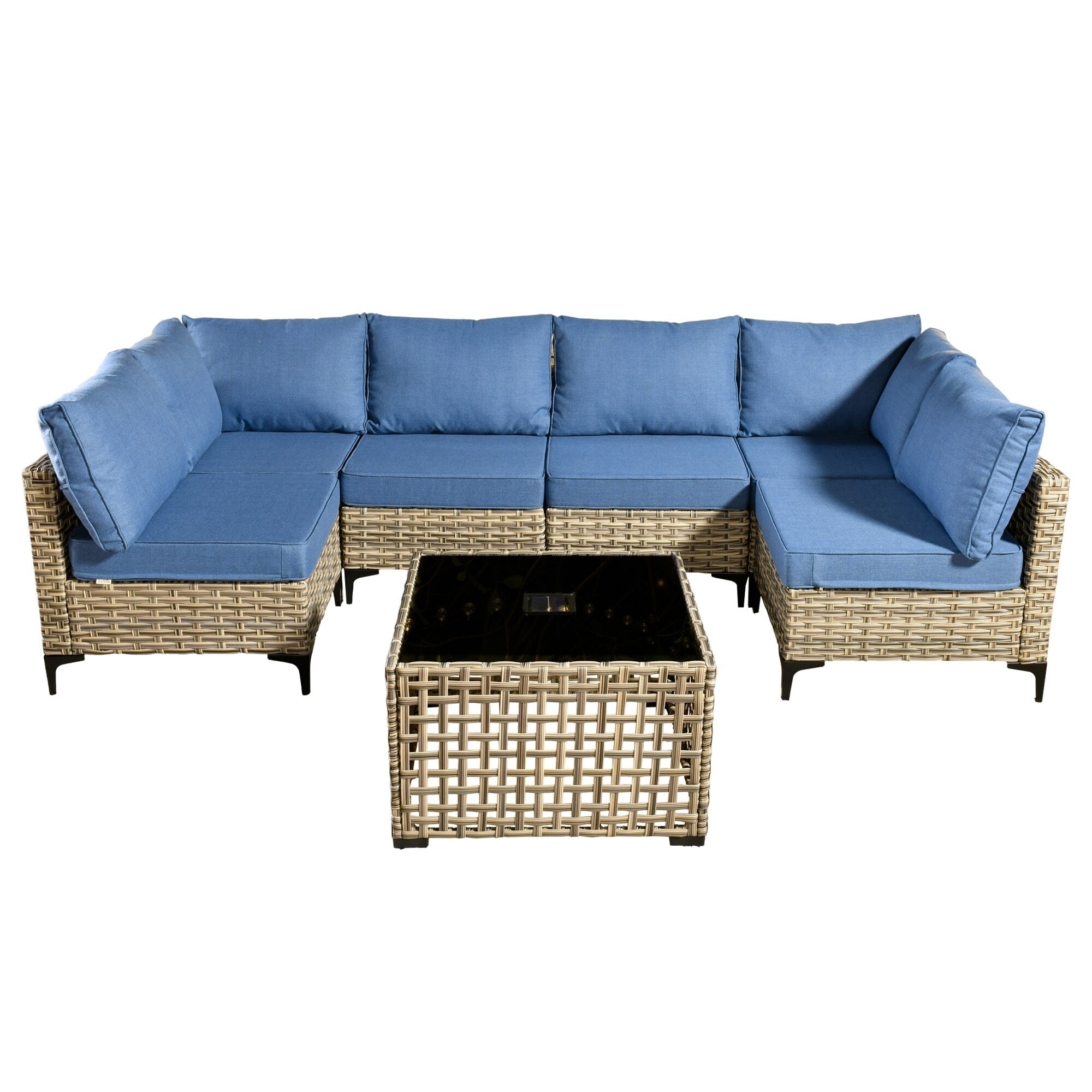 Ensemble de meubles de patio sectionnels en rotin HOOOWOOO 7 pièces