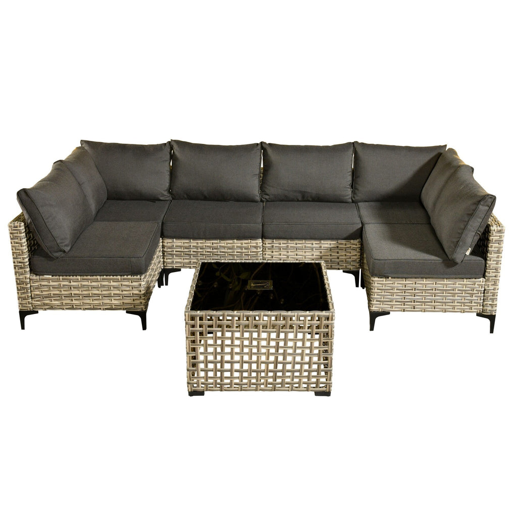 Ensemble de meubles de patio sectionnels en rotin HOOOWOOO 7 pièces