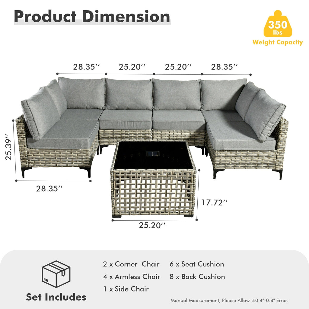Ensemble de meubles de patio sectionnels en rotin HOOOWOOO 7 pièces
