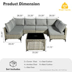 Ensemble de meubles de patio sectionnels en rotin HOOOWOOO 7 pièces