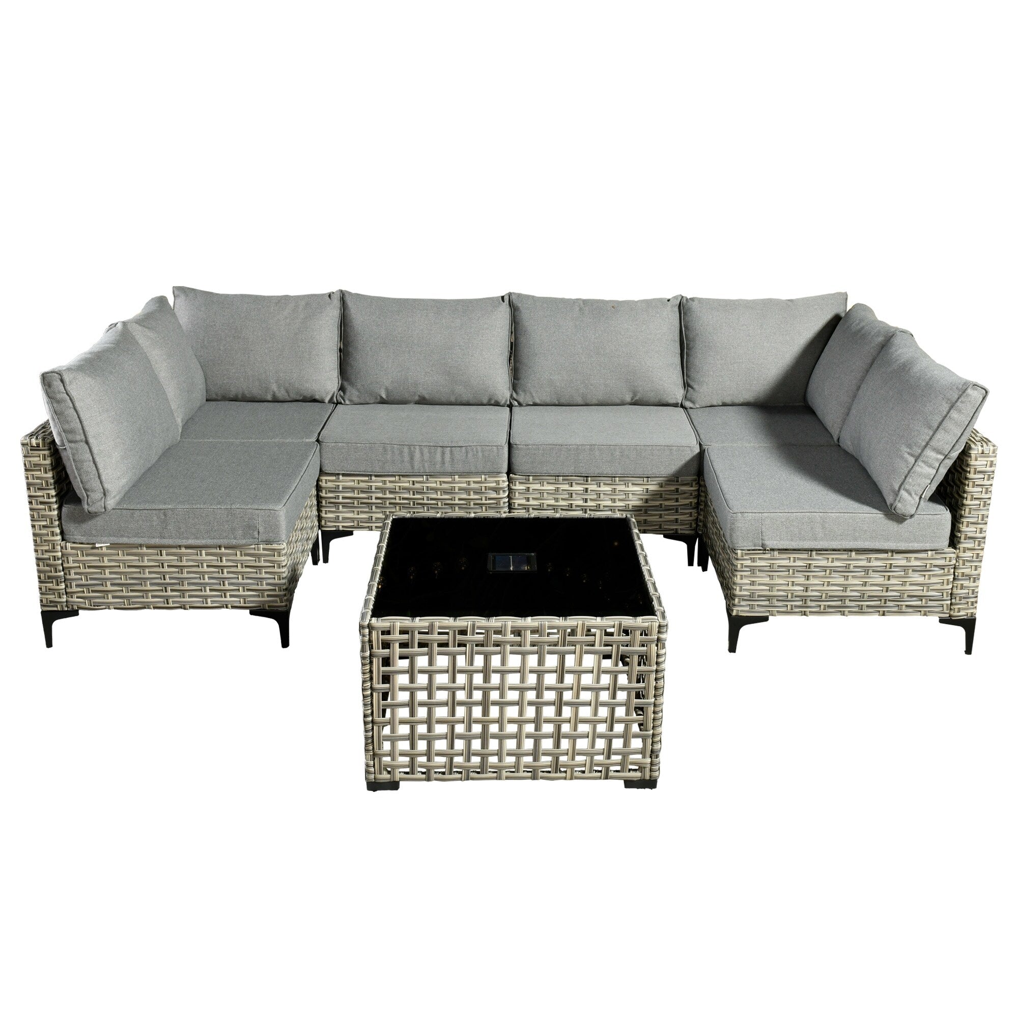Ensemble de meubles de patio sectionnels en rotin HOOOWOOO 7 pièces