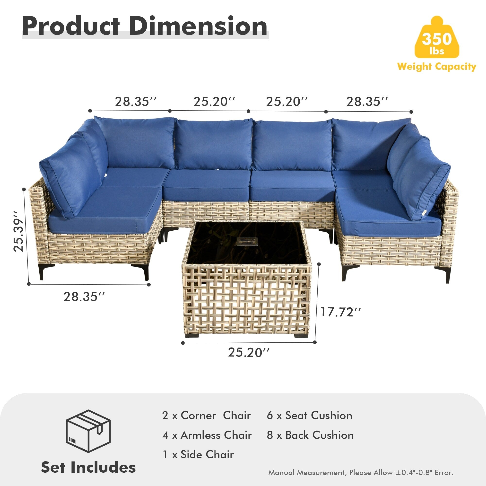 Ensemble de meubles de patio sectionnels en rotin HOOOWOOO 7 pièces