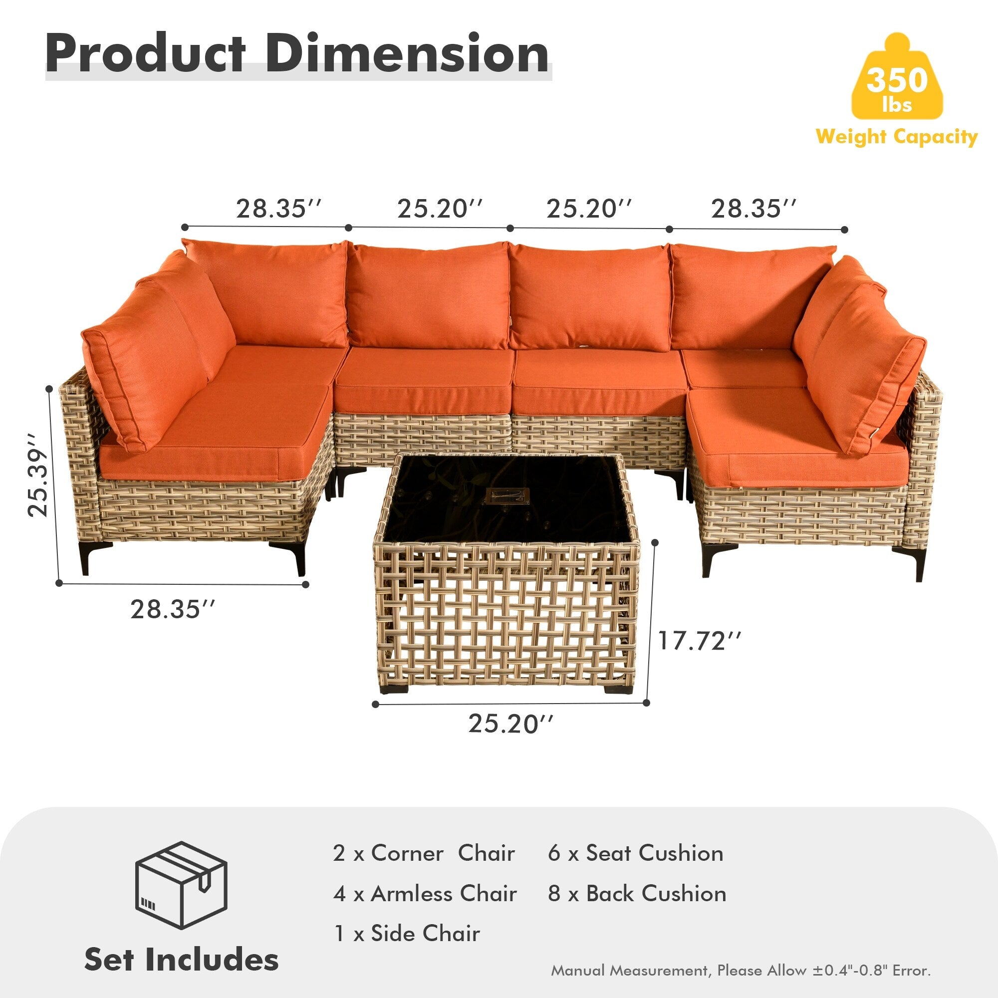 Ensemble de meubles de patio sectionnels en rotin HOOOWOOO 7 pièces