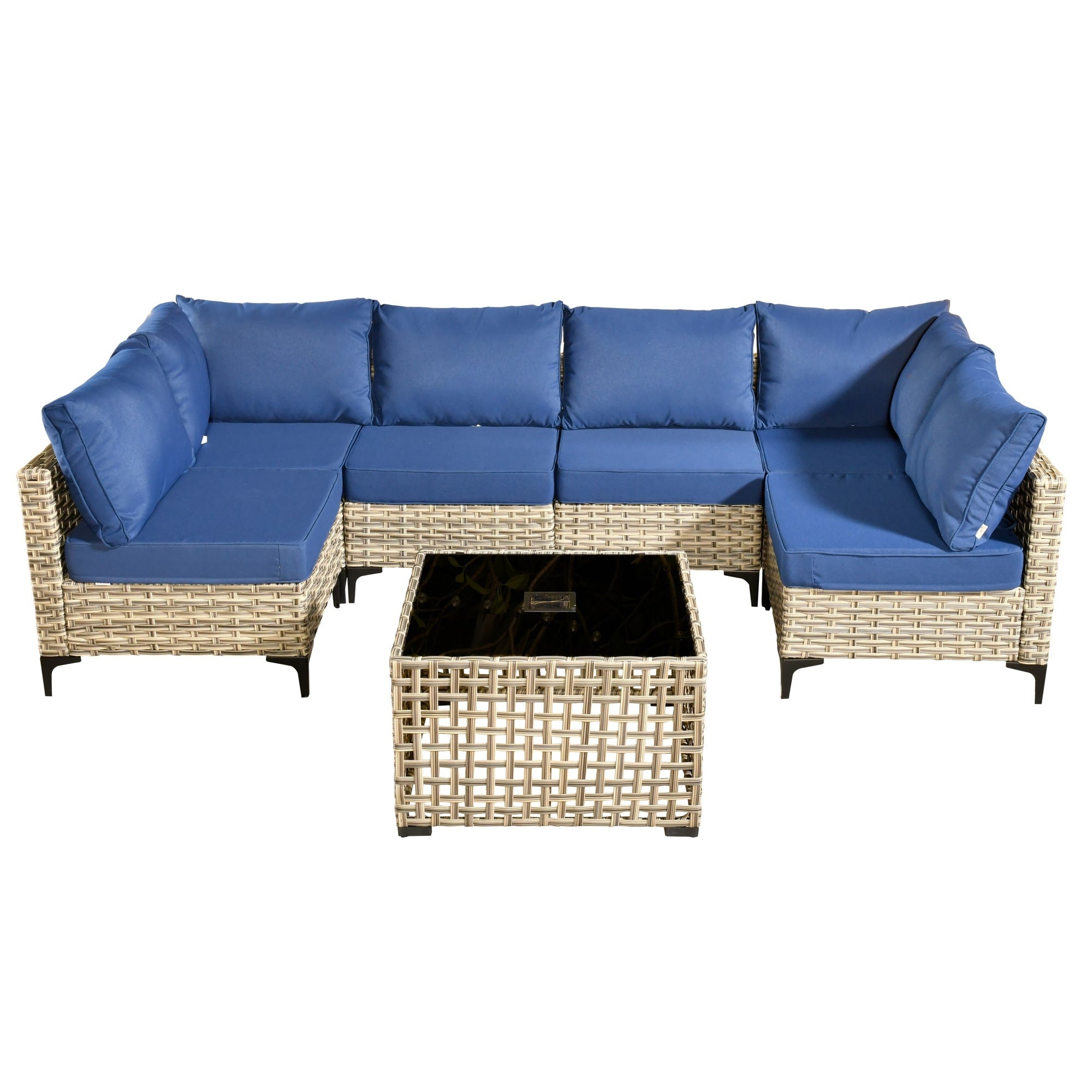 Ensemble de meubles de patio sectionnels en rotin HOOOWOOO 7 pièces