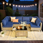 Ensemble de meubles de patio sectionnels en rotin HOOOWOOO 7 pièces