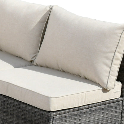 Ensemble de salon de jardin HOOOWOOO en osier gris 9 pièces avec fauteuil à bascule pivotant