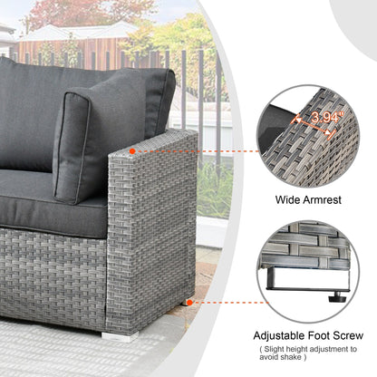Ensemble de salon de jardin HOOOWOOO en osier gris 9 pièces avec fauteuil à bascule pivotant