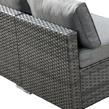Ensemble de salon de jardin HOOOWOOO en osier gris 9 pièces avec fauteuil à bascule pivotant