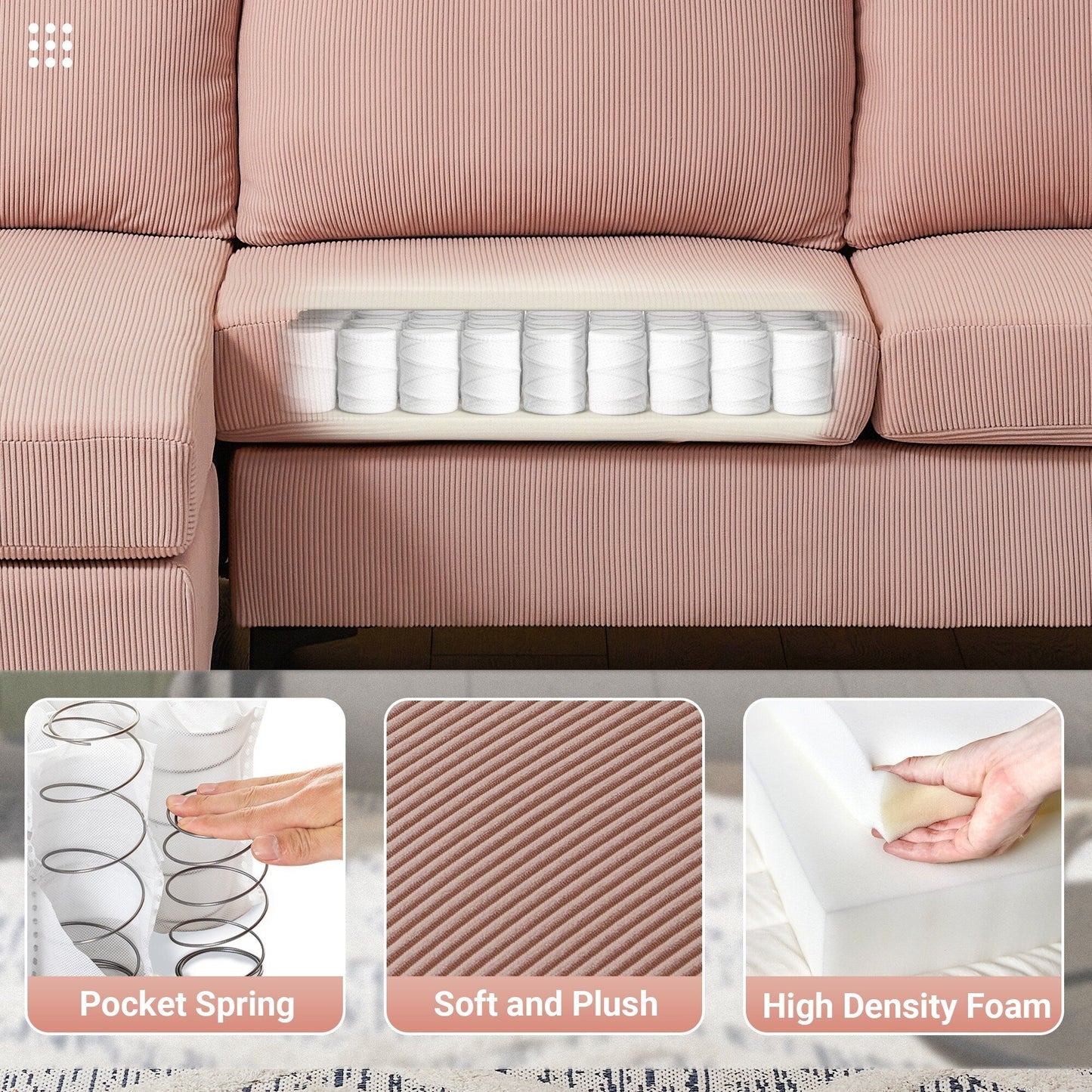 Canapé convertible moderne en polyester avec pieds en métal pour salon