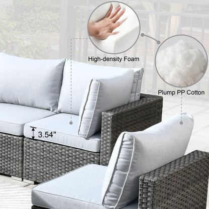 Ensemble de meubles d'extérieur en rotin et osier HOOOWOOO 11 pièces, chaises pivotantes avec foyer